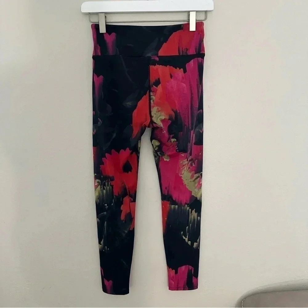 Noli Blossom Leggings Floral - Black‎ Pink Fuchsia Small